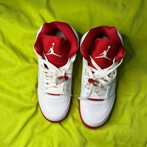 Jordan retro 5 white pink red GS Sz 6.5